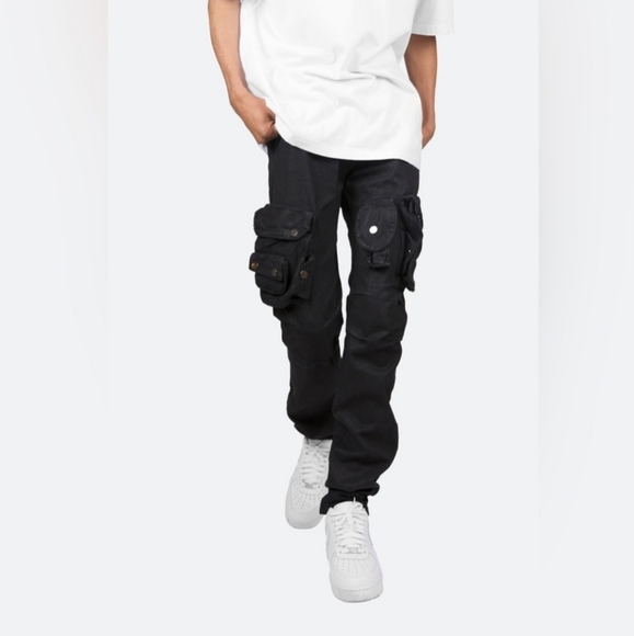 MNML Other - MNML Men's Waxed Denim Cargo Pants Black Size 30
